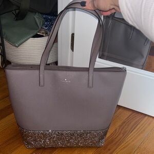 Kate Spade Taupe and Glitter Gold Tote
